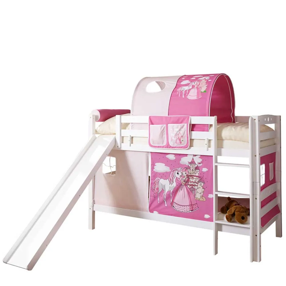 Kinder Wohnen Rutsche Etagenbett für Mädchen in Weiß - Trevora