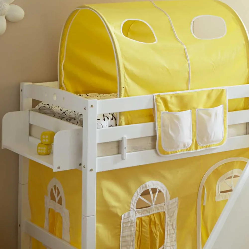 Wohnen Rutsche Hochbett aus weißem Holz Buche - Yana