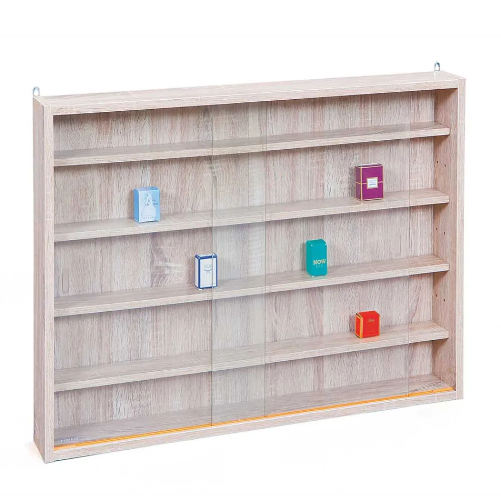 Wohnen Vitrinen|Wohnzimmer-Vitrinen*Sammler Hängevitrine Taupos in Eiche Sonoma