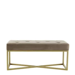 Wohnen Bettbänke|Esszimmerbänke*Samt Bettbank in Taupe mit Gold - Davork