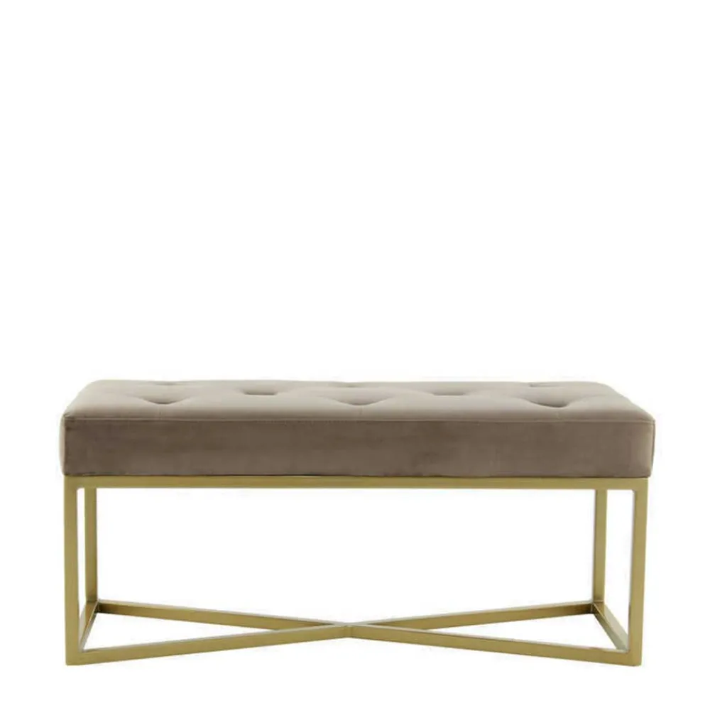 Wohnen Bettbänke|Esszimmerbänke*Samt Bettbank in Taupe mit Gold - Davork
