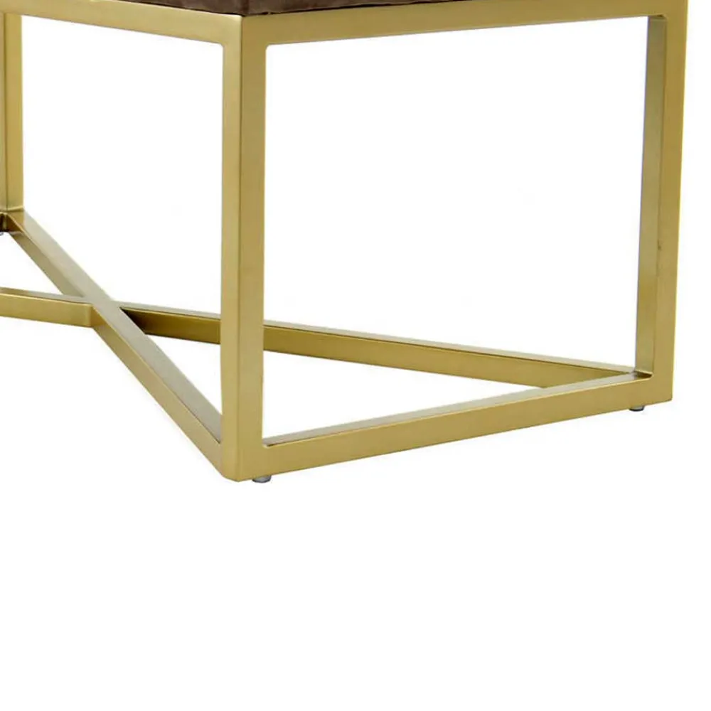 Wohnen Bettbänke|Esszimmerbänke*Samt Bettbank in Taupe mit Gold - Davork