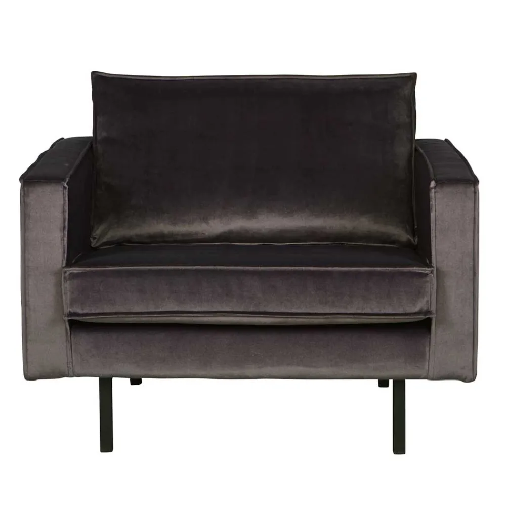 Wohnen Samt bezogener Polstersessel in Anthrazit Ertrego Retro