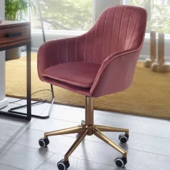 Wohnen Retro Möbel|Bürostühle*Samt Bürostuhl in Rosa - Aramov