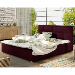 Wohnen Samt Doppelbett in Bordeaux Rot - Lelolenilia