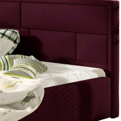 Wohnen Samt Doppelbett in Bordeaux Rot - Lelolenilia