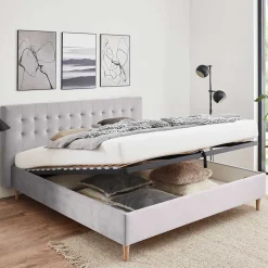 Wohnen Samt Doppelbett mit Bettkasten - Diadonna