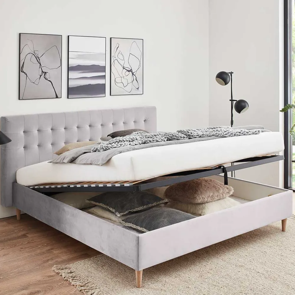 Wohnen Samt Doppelbett mit Bettkasten - Diadonna