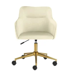 Wohnen Samt Drehstuhl in Weiß mit Gold - Abetzia