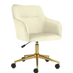 Wohnen Samt Drehstuhl in Weiß mit Gold - Abetzia