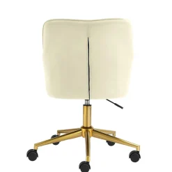 Wohnen Samt Drehstuhl in Weiß mit Gold - Abetzia