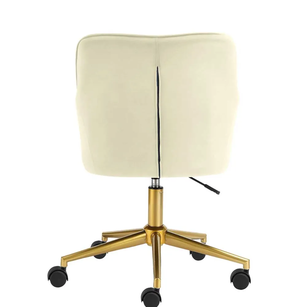 Wohnen Samt Drehstuhl in Weiß mit Gold - Abetzia