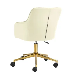 Wohnen Samt Drehstuhl in Weiß mit Gold - Abetzia