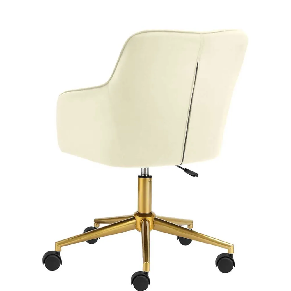 Wohnen Samt Drehstuhl in Weiß mit Gold - Abetzia