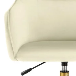 Wohnen Samt Drehstuhl in Weiß mit Gold - Abetzia