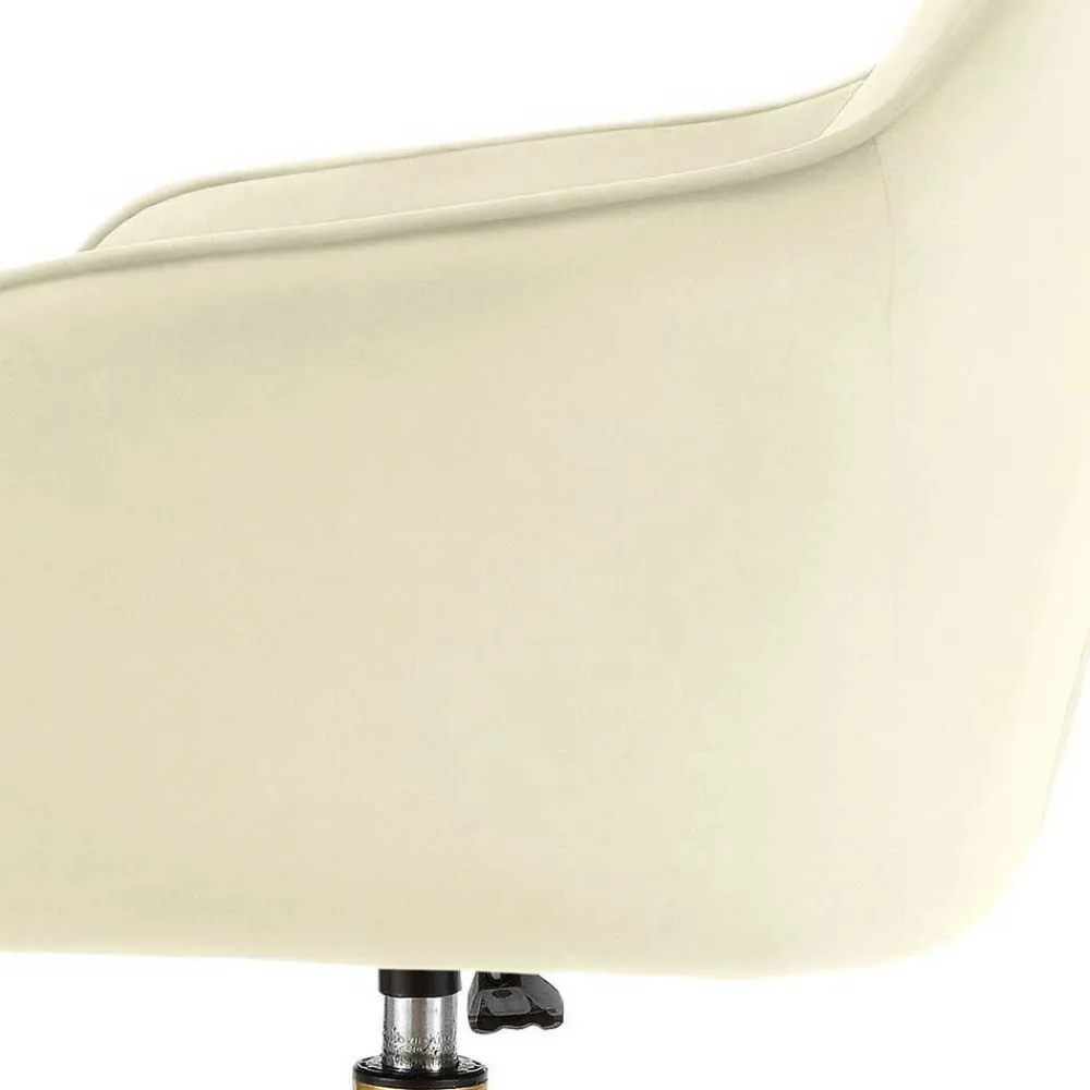 Wohnen Samt Drehstuhl in Weiß mit Gold - Abetzia