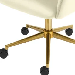 Wohnen Samt Drehstuhl in Weiß mit Gold - Abetzia