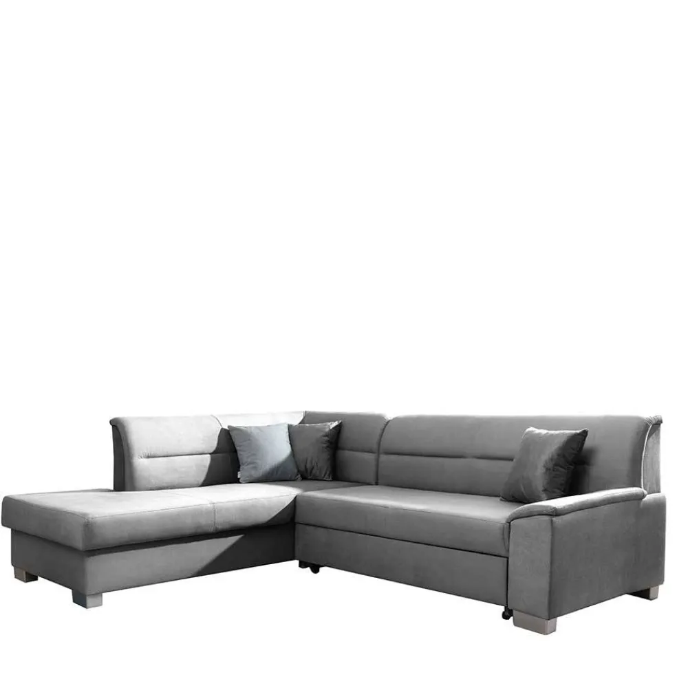 Wohnen Sofas|Sofa*Samt Eckcouch in Grau mit Bettfunktion - Elhan