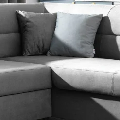 Wohnen Sofas|Sofa*Samt Eckcouch in Grau mit Bettfunktion - Elhan