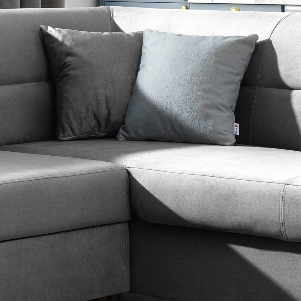 Wohnen Sofas|Sofa*Samt Eckcouch in Grau mit Bettfunktion - Elhan