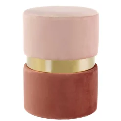 Wohnen Samt Hocker in Rosa hell & dunkel mit Gold - Adelaide