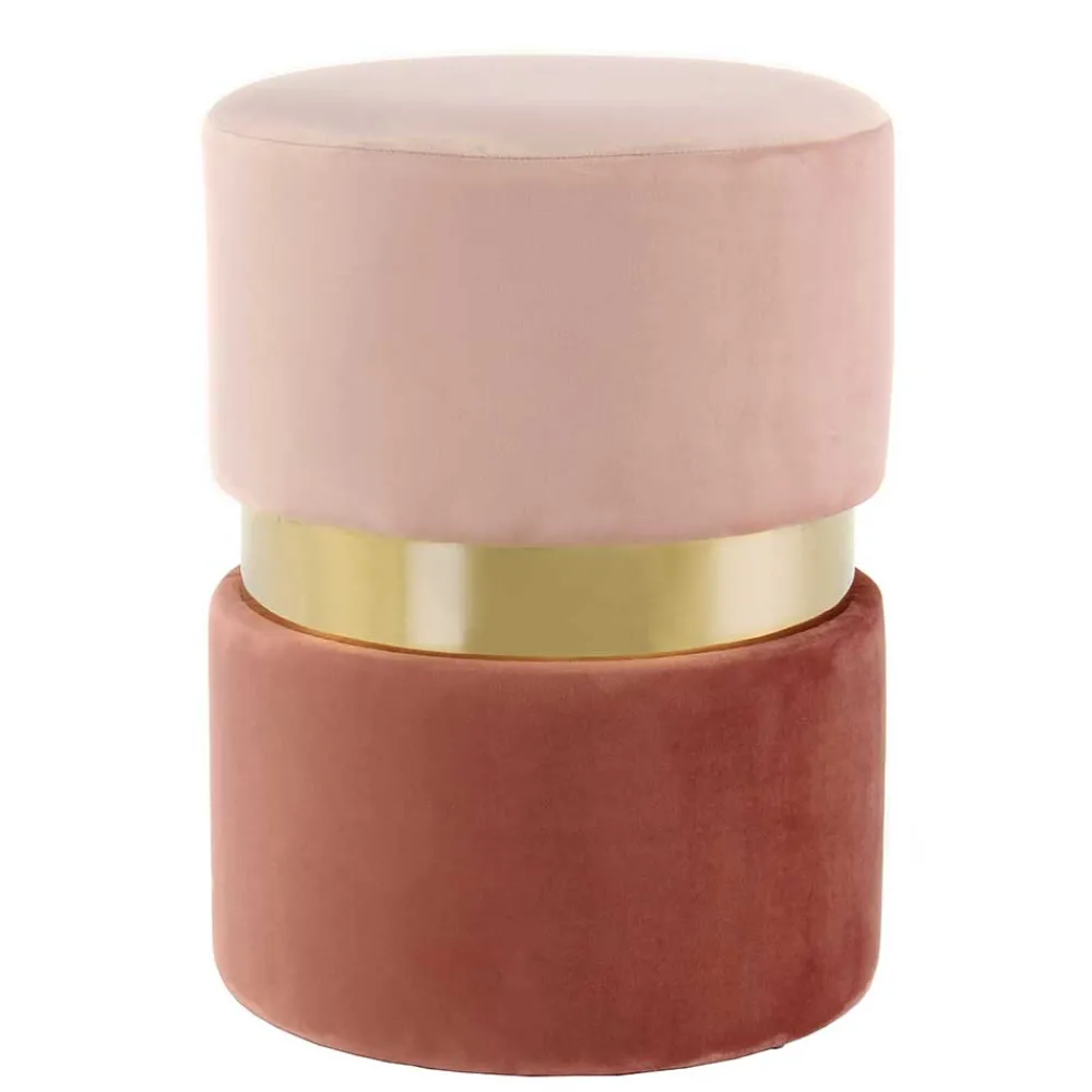 Wohnen Samt Hocker in Rosa hell & dunkel mit Gold - Adelaide