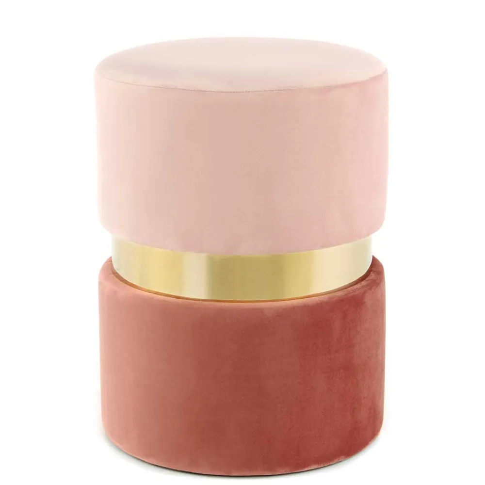 Wohnen Samt Hocker in Rosa hell & dunkel mit Gold - Adelaide