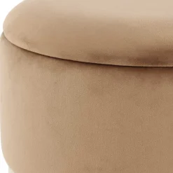 Wohnen Samt Hocker Set in Hellbraun & Braun - Valerana (zweiteilig)