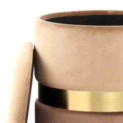 Wohnen Samt Hocker Set in Hellbraun & Braun - Valerana (zweiteilig)