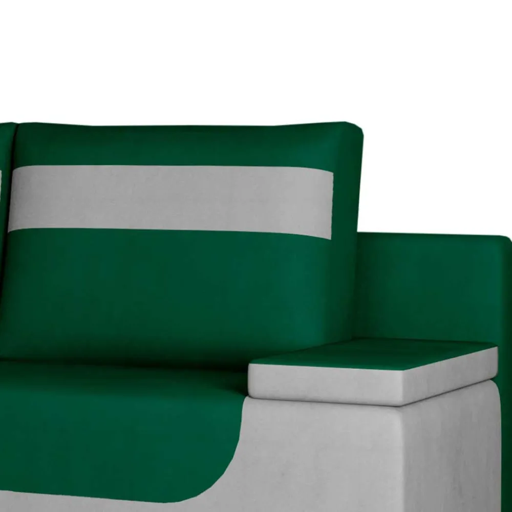 Wohnen Sofas|Sofa*Samt Klappcouch in Dunkelgrün und Hellgrau - Alaleva