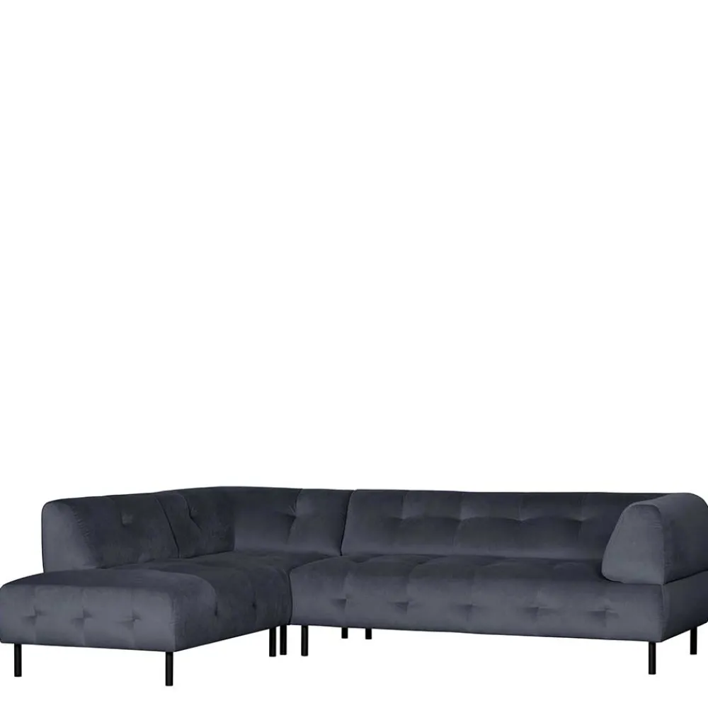 Wohnen Sofas|Sofa*Samt L-Sofa in Dunkelgrau - Roccoss
