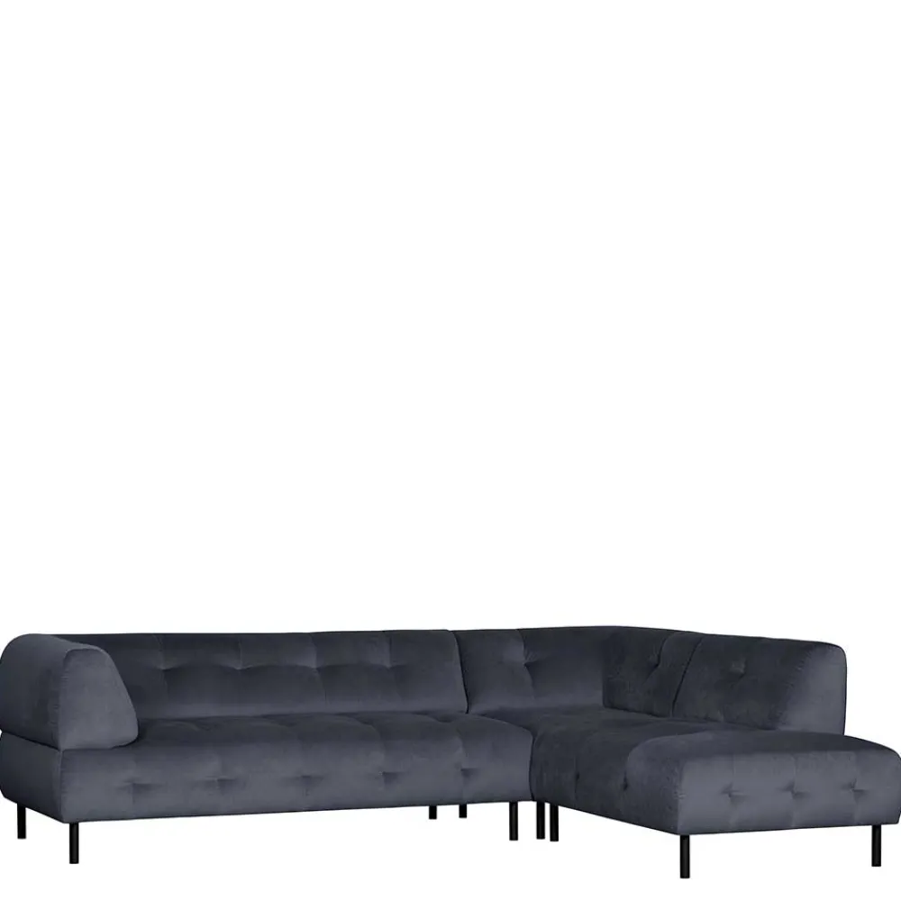 Wohnen Sofas|Sofa*Samt L-Sofa in Dunkelgrau - Roccoss