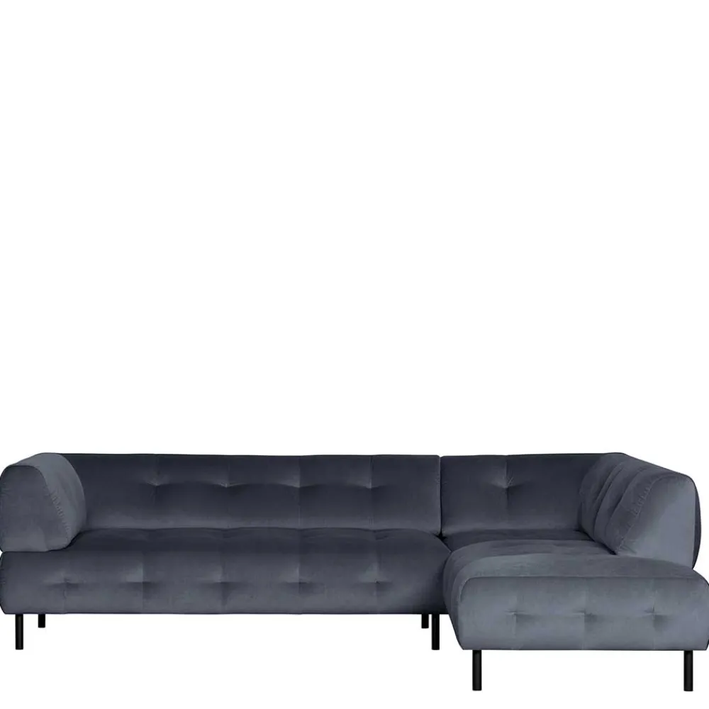Wohnen Sofas|Sofa*Samt L-Sofa in Dunkelgrau - Roccoss