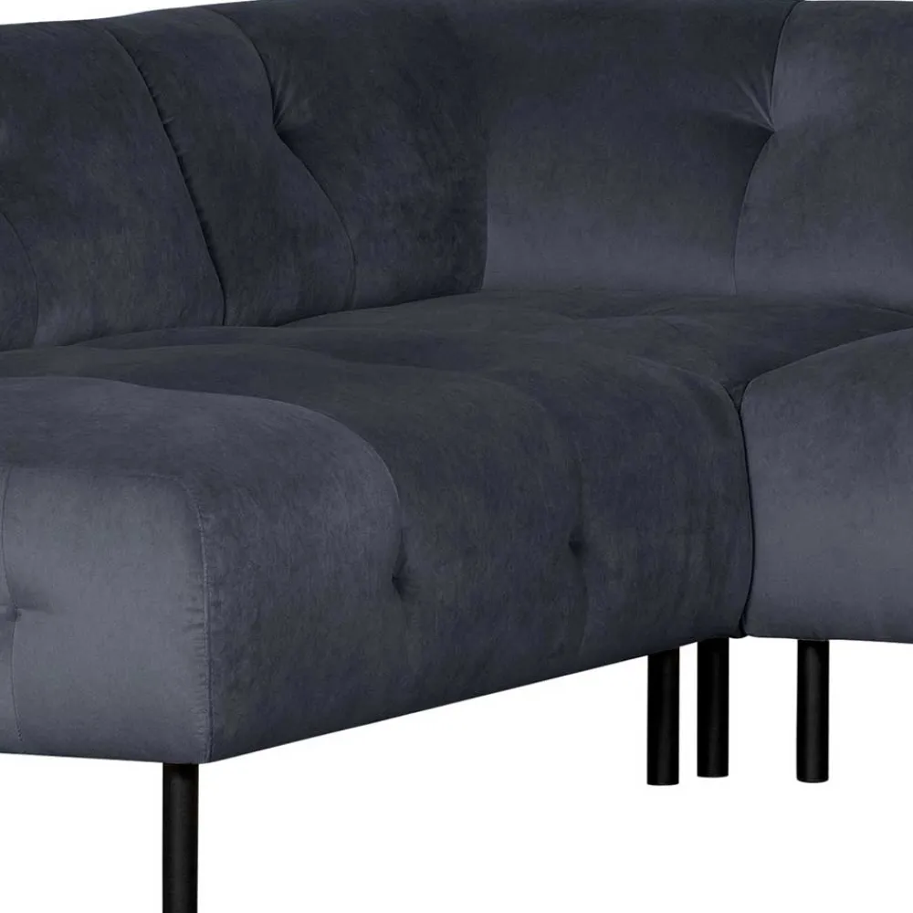 Wohnen Sofas|Sofa*Samt L-Sofa in Dunkelgrau - Roccoss