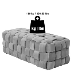 Wohnen Samt Polsterbank in Taupe - Flechtoptik - Josch