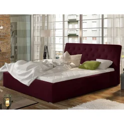 Wohnen Samt Polsterbett in Bordeaux Rot - Ugian