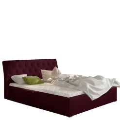 Wohnen Samt Polsterbett in Bordeaux Rot - Ugian