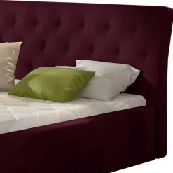 Wohnen Samt Polsterbett in Bordeaux Rot - Ugian