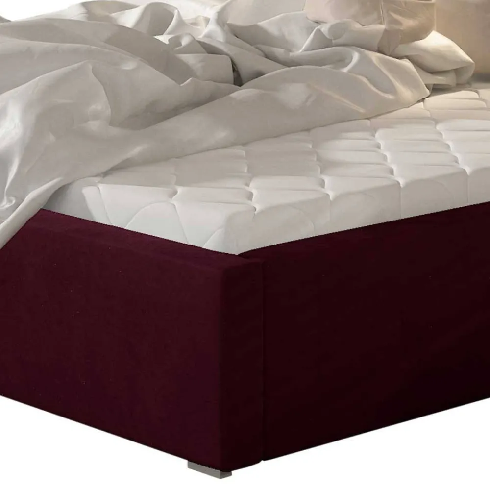 Wohnen Samt Polsterbett in Bordeaux Rot - Ugian