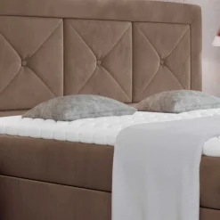 Wohnen Samt Polsterbett in Hellbraun - Sitra