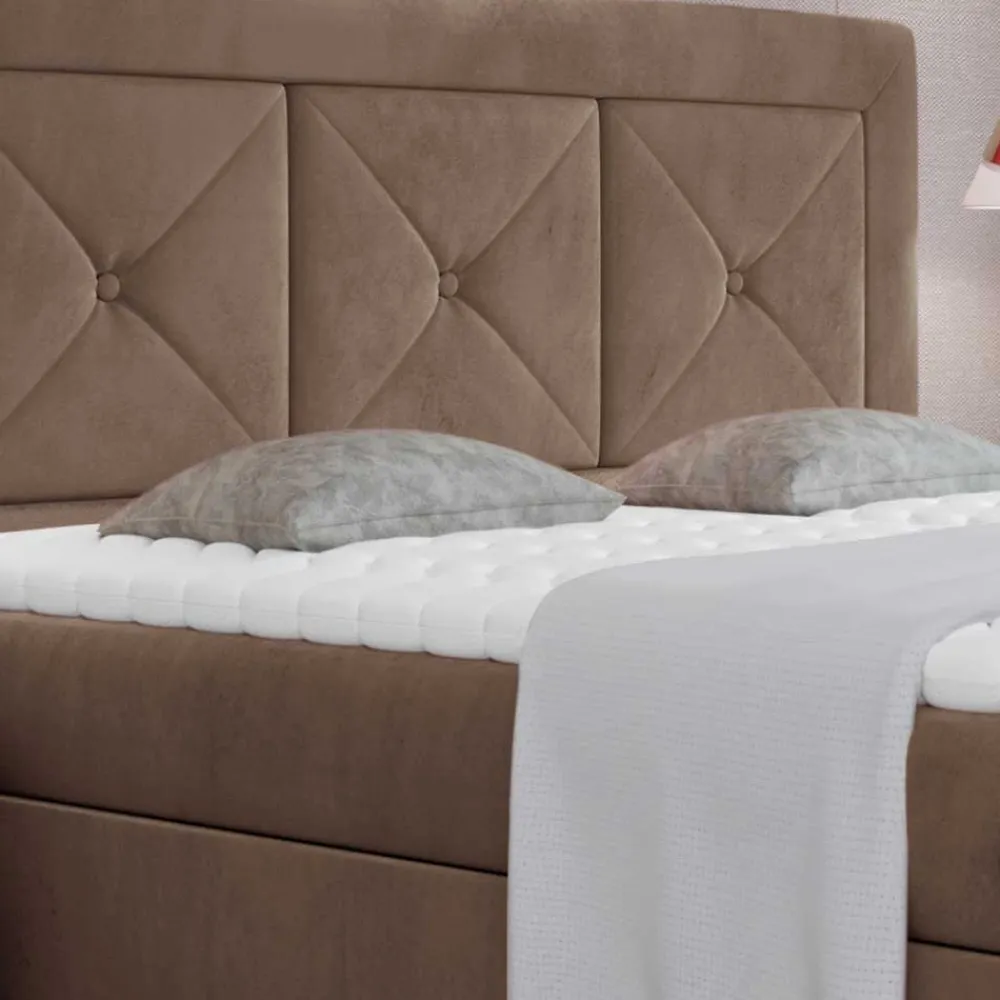 Wohnen Samt Polsterbett in Hellbraun - Sitra