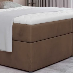 Wohnen Samt Polsterbett in Hellbraun - Sitra