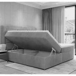 Wohnen Samt Polsterbett in Hellbraun - Sitra