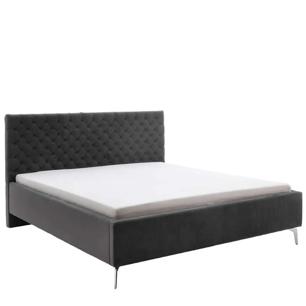 Wohnen Samt Polsterbett mit Chesterfield Kopfteil - Badehma