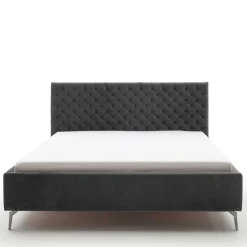 Wohnen Samt Polsterbett mit Chesterfield Kopfteil - Badehma