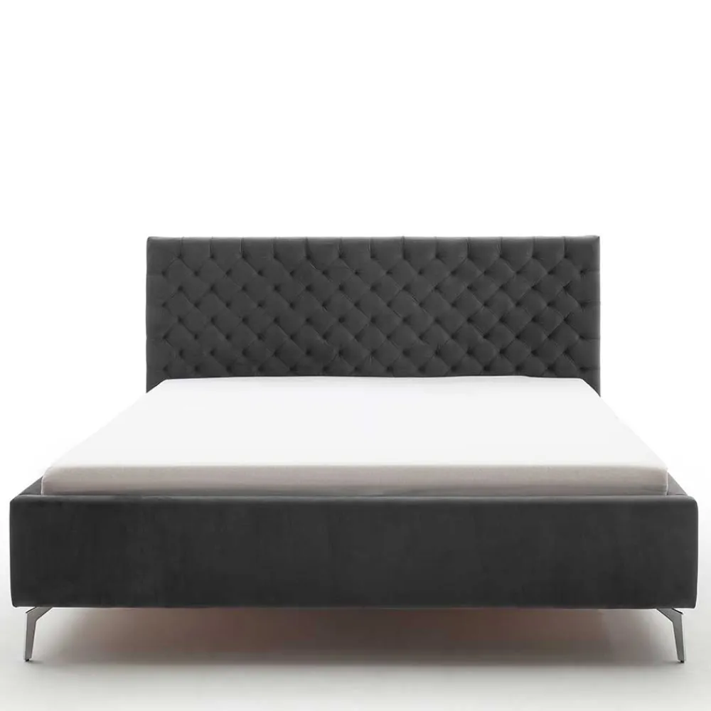 Wohnen Samt Polsterbett mit Chesterfield Kopfteil - Badehma