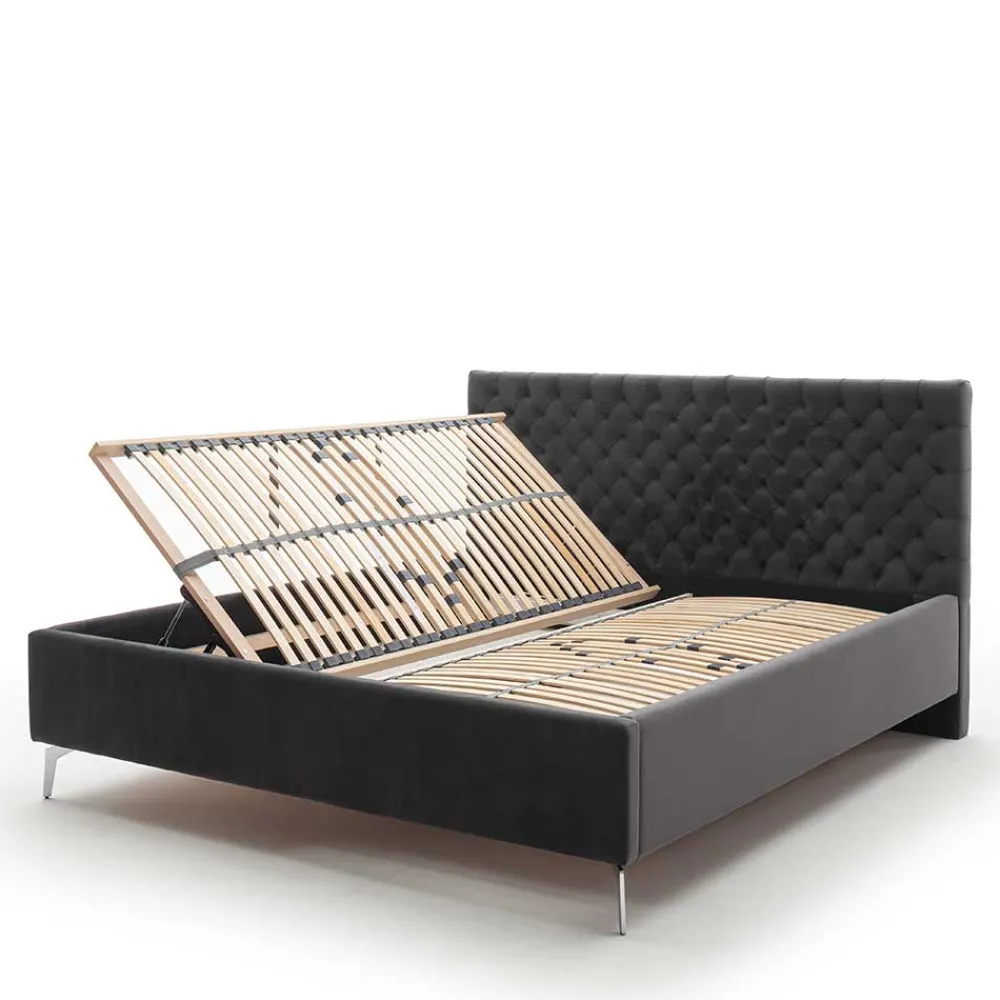 Wohnen Samt Polsterbett mit Chesterfield Kopfteil - Badehma