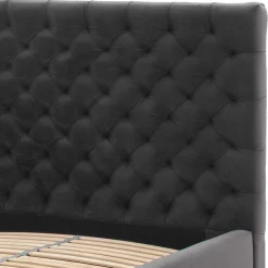 Wohnen Samt Polsterbett mit Chesterfield Kopfteil - Badehma