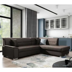 Wohnen Samt Polsterecke in Dunkelbraun - Vitablo