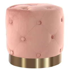 Wohnen Samt Polsterhocker mit Knopf-Heftungen - Teamona